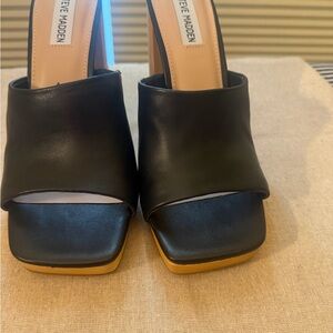 Steve Madden Black Leather Mules heels! Never worn new!